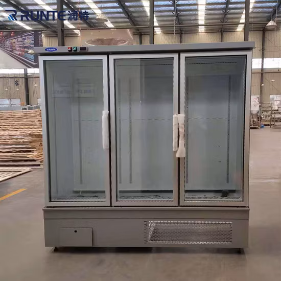 Auchmc Am-G105 Puerta de vidrio doble Bebida fría Enfriamiento de aire Puerta de vidrio de rebote automático Refrigerador de bebidas comerciales Refrigerador para supermercado Bar Tienda Enfriador de exhibición de cerveza