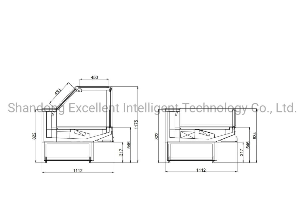 Supermarket Service Counter Refrigerated Showcase Meat Refrigerator Glass Door Deli Display Chiller Freezer