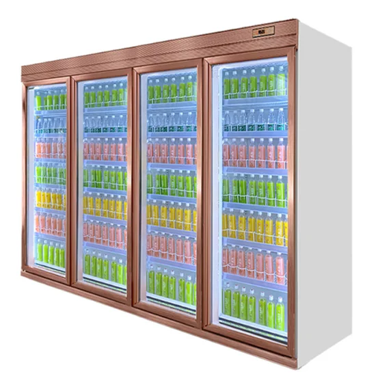 Congelador vertical comercial para supermercado, exhibición de bebidas, refrigerador con puerta de vidrio de 3 puertas