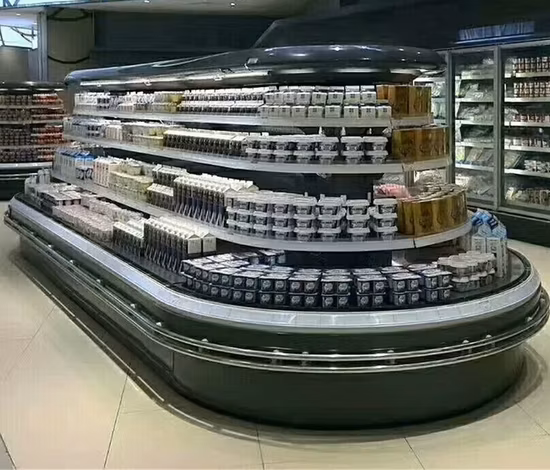 Refrigerador de exhibición vertical Congelador de isla para bebidas y vegetales